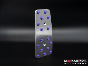 FIAT 500 Pedal Set + Footrest - Black Italy - Automatic - Aluminum w/ Blue Rubber Grips